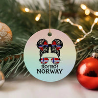 Ro Ro Norwegian Viking Ship Ceramic Ornament Norway Flag Messy Bun Girl