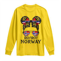 Ro Ro Norwegian Viking Ship Long Sleeve Shirt Norway Flag Messy Bun Girl