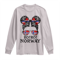 Ro Ro Norwegian Viking Ship Long Sleeve Shirt Norway Flag Messy Bun Girl