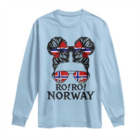 Ro Ro Norwegian Viking Ship Long Sleeve Shirt Norway Flag Messy Bun Girl