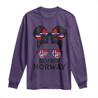 Ro Ro Norwegian Viking Ship Long Sleeve Shirt Norway Flag Messy Bun Girl