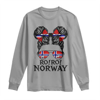 Ro Ro Norwegian Viking Ship Long Sleeve Shirt Norway Flag Messy Bun Girl