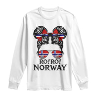 Ro Ro Norwegian Viking Ship Long Sleeve Shirt Norway Flag Messy Bun Girl