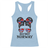 Ro Ro Norwegian Viking Ship Racerback Tank Top Norway Flag Messy Bun Girl