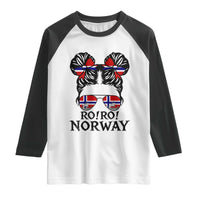 Ro Ro Norwegian Viking Ship Raglan Shirt Norway Flag Messy Bun Girl