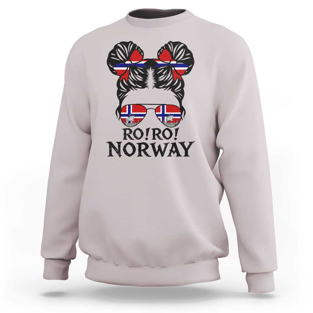 Ro Ro Norwegian Viking Ship Sweatshirt Norway Flag Messy Bun Girl