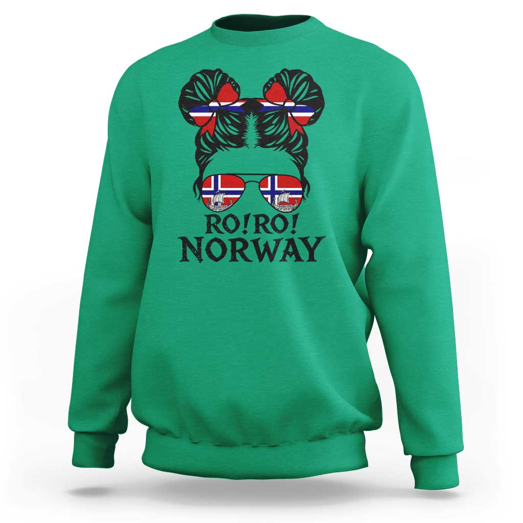 Ro Ro Norwegian Viking Ship Sweatshirt Norway Flag Messy Bun Girl