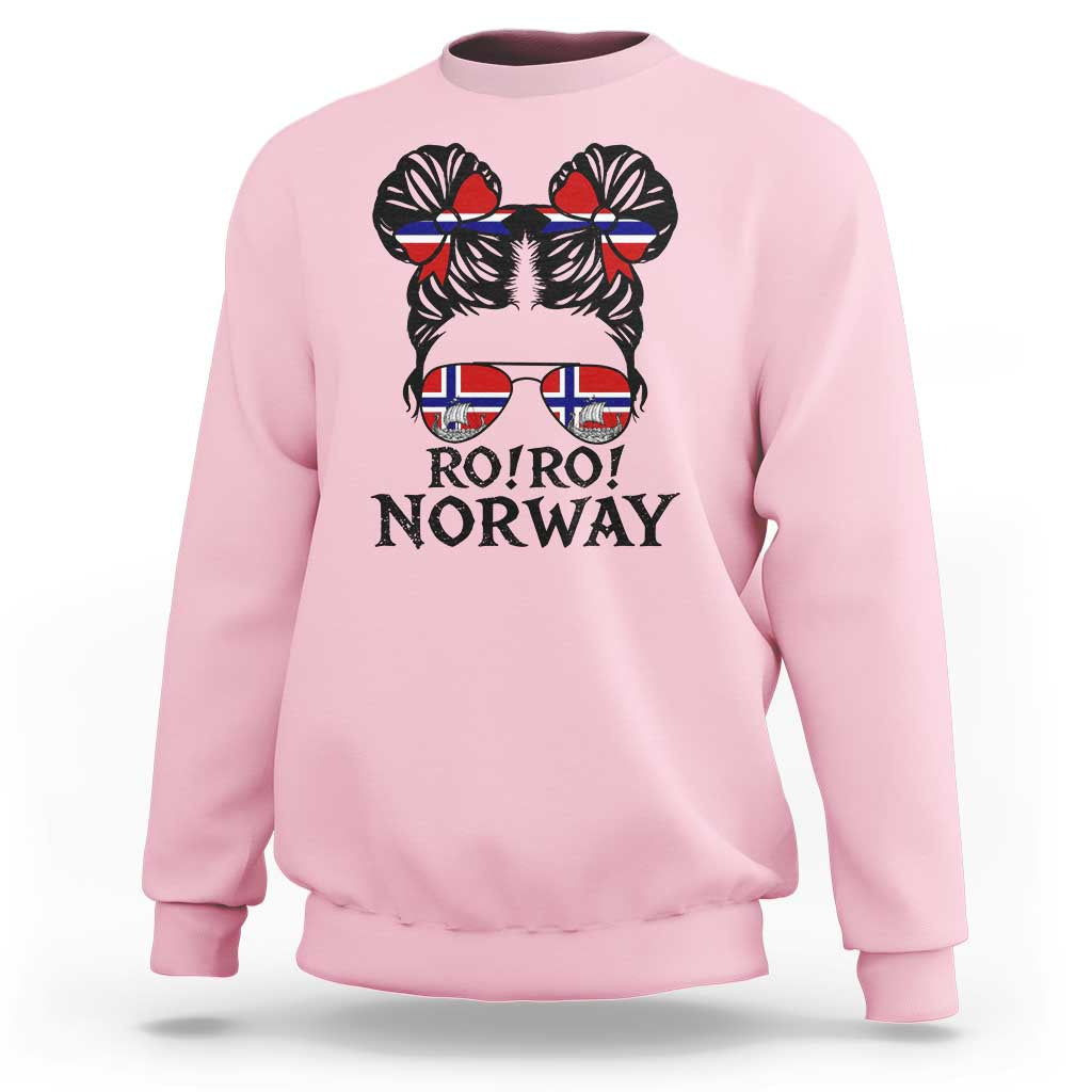 Ro Ro Norwegian Viking Ship Sweatshirt Norway Flag Messy Bun Girl