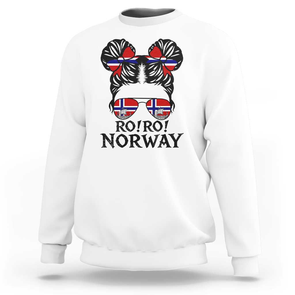 Ro Ro Norwegian Viking Ship Sweatshirt Norway Flag Messy Bun Girl