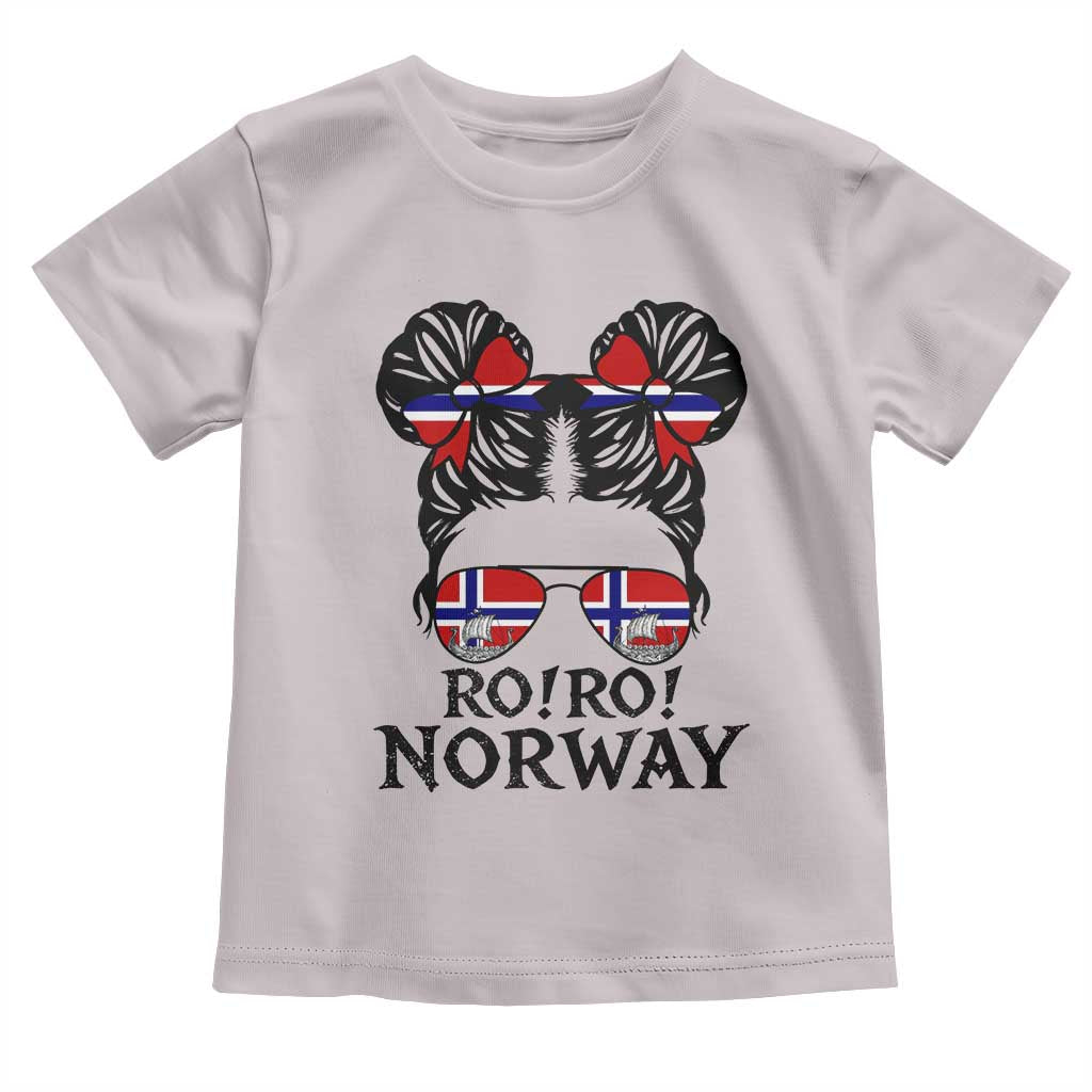 Ro Ro Norwegian Viking Ship Toddler T Shirt Norway Flag Messy Bun Girl
