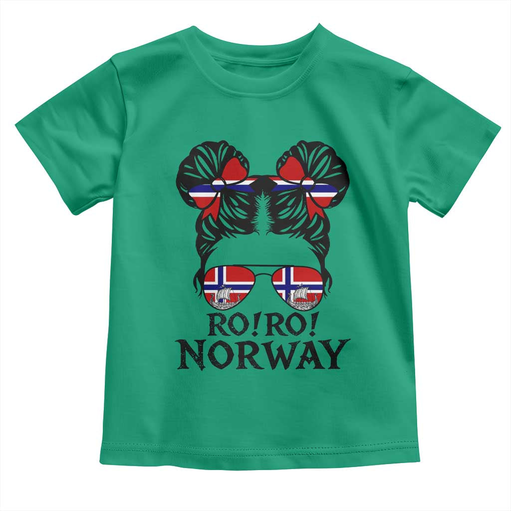Ro Ro Norwegian Viking Ship Toddler T Shirt Norway Flag Messy Bun Girl