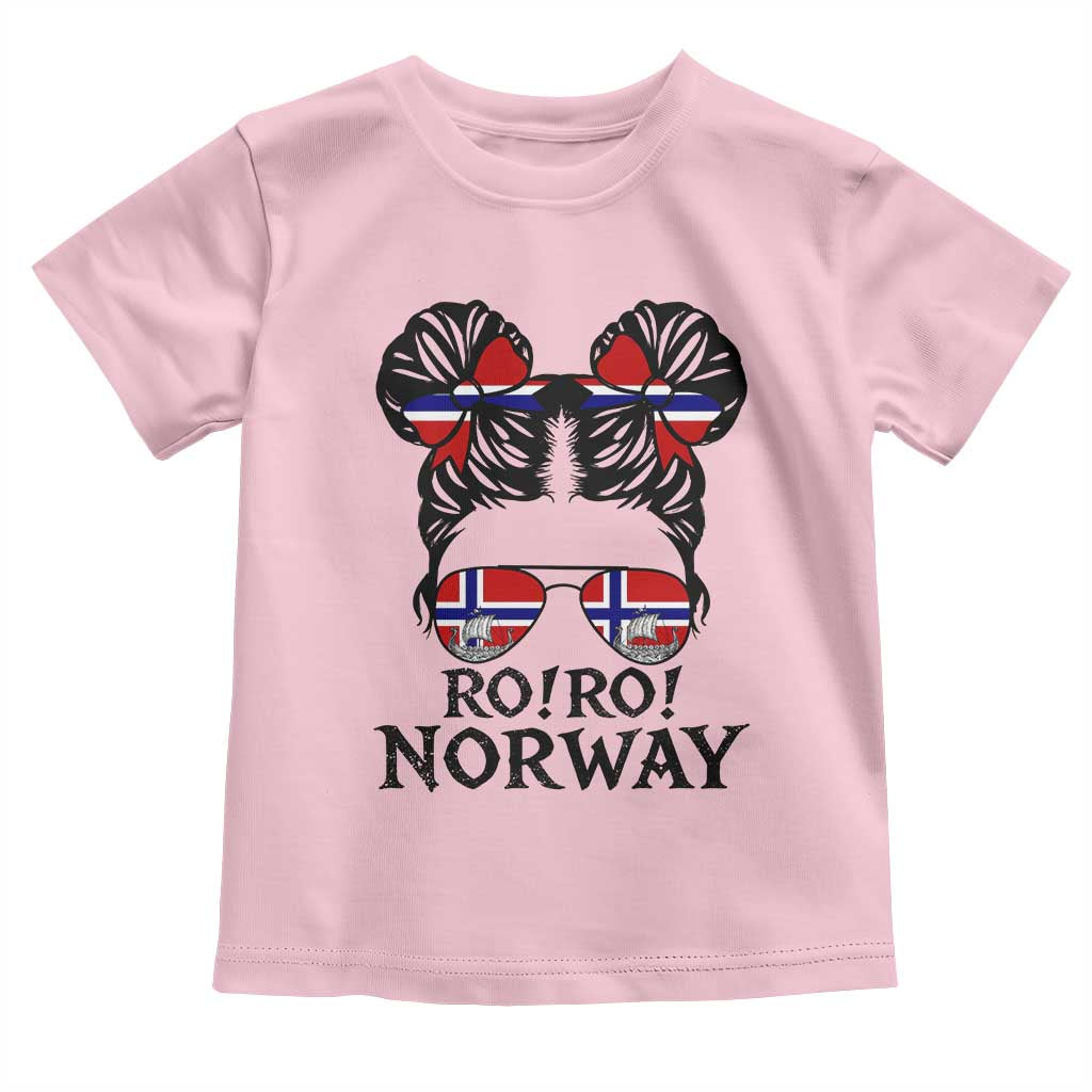 Ro Ro Norwegian Viking Ship Toddler T Shirt Norway Flag Messy Bun Girl