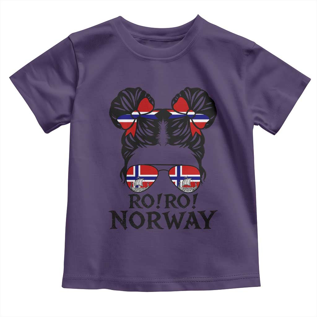 Ro Ro Norwegian Viking Ship Toddler T Shirt Norway Flag Messy Bun Girl