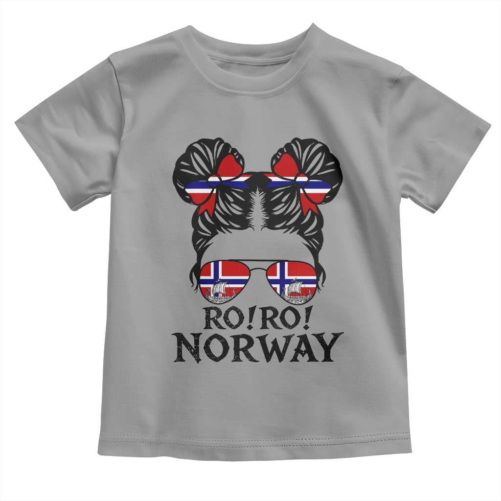 Ro Ro Norwegian Viking Ship Toddler T Shirt Norway Flag Messy Bun Girl