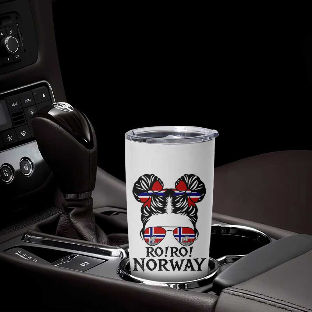 Ro Ro Norwegian Viking Ship Tumbler Cup Norway Flag Messy Bun Girl