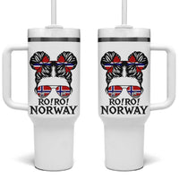 Ro Ro Norwegian Viking Ship Tumbler With Handle Norway Flag Messy Bun Girl