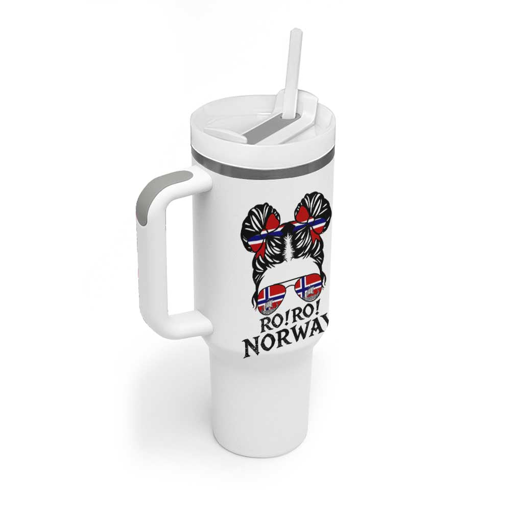 Ro Ro Norwegian Viking Ship Tumbler With Handle Norway Flag Messy Bun Girl