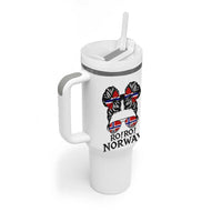 Ro Ro Norwegian Viking Ship Tumbler With Handle Norway Flag Messy Bun Girl