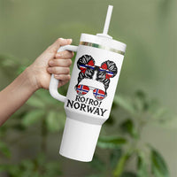 Ro Ro Norwegian Viking Ship Tumbler With Handle Norway Flag Messy Bun Girl