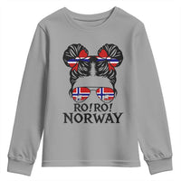 Ro Ro Norwegian Viking Ship Youth Sweatshirt Norway Flag Messy Bun Girl