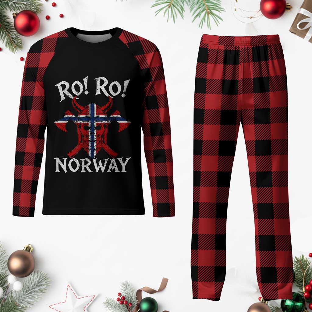 Ro Ro Norwegian Viking Blood Skull Norway Flag Pride Plaid Pajama Set