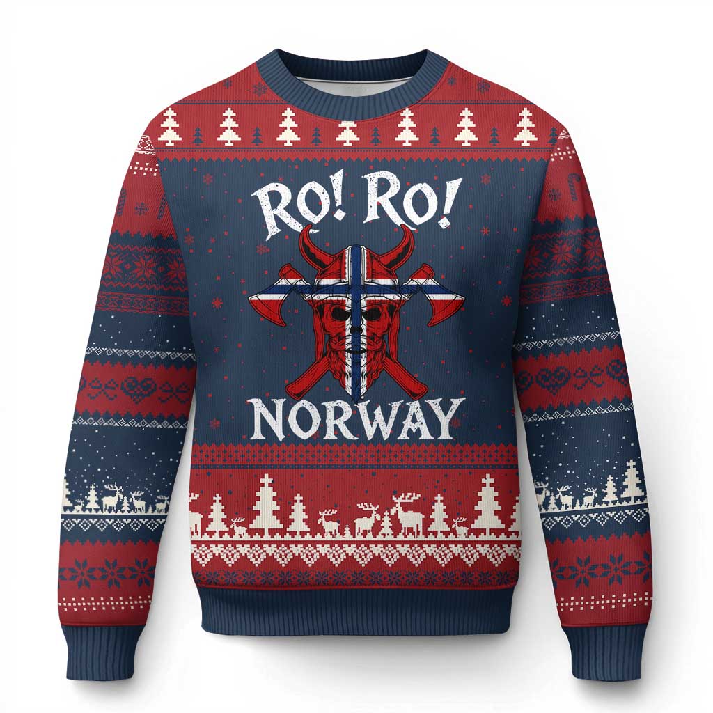 Ro Ro Norwegian Viking Blood Skull Norway Flag Pride Ugly Christmas Sweater