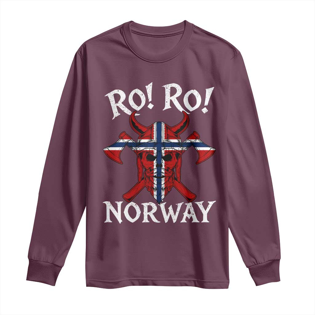 Ro Ro Norwegian Viking Blood Skull Norway Flag Pride Long Sleeve Shirt