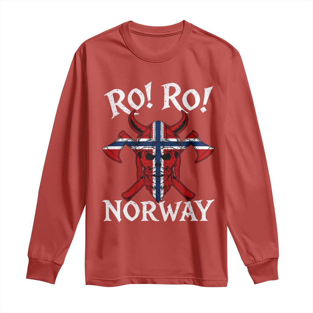 Ro Ro Norwegian Viking Blood Skull Norway Flag Pride Long Sleeve Shirt