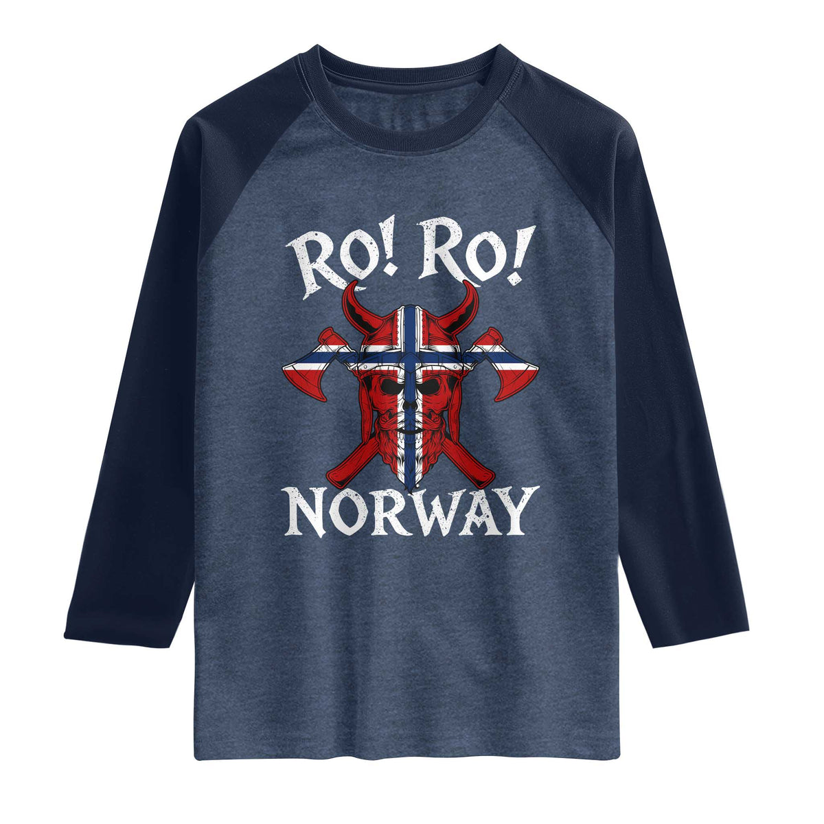 Ro Ro Norwegian Viking Blood Skull Norway Flag Pride Raglan Shirt