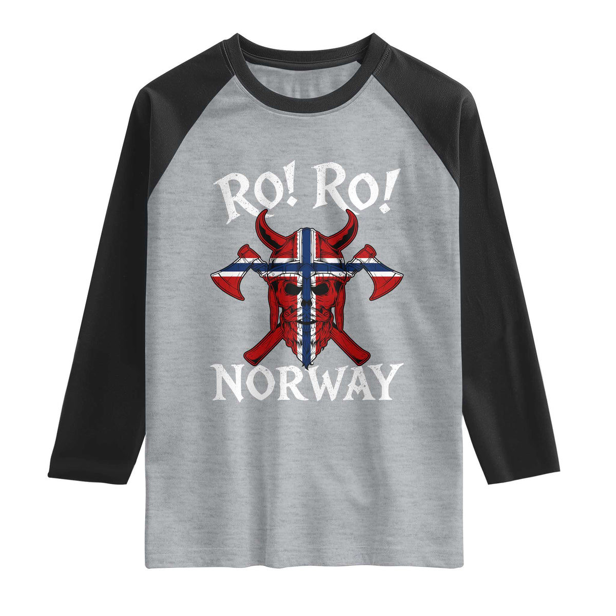 Ro Ro Norwegian Viking Blood Skull Norway Flag Pride Raglan Shirt