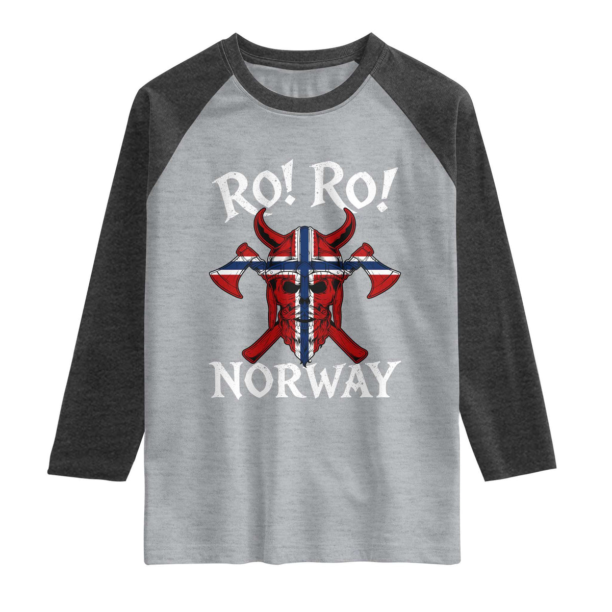 Ro Ro Norwegian Viking Blood Skull Norway Flag Pride Raglan Shirt