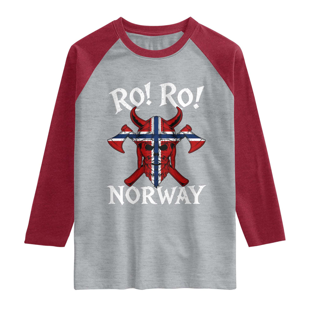 Ro Ro Norwegian Viking Blood Skull Norway Flag Pride Raglan Shirt