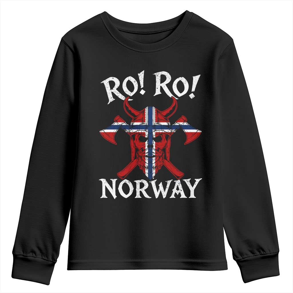 Ro Ro Norwegian Viking Blood Skull Norway Flag Pride Youth Sweatshirt