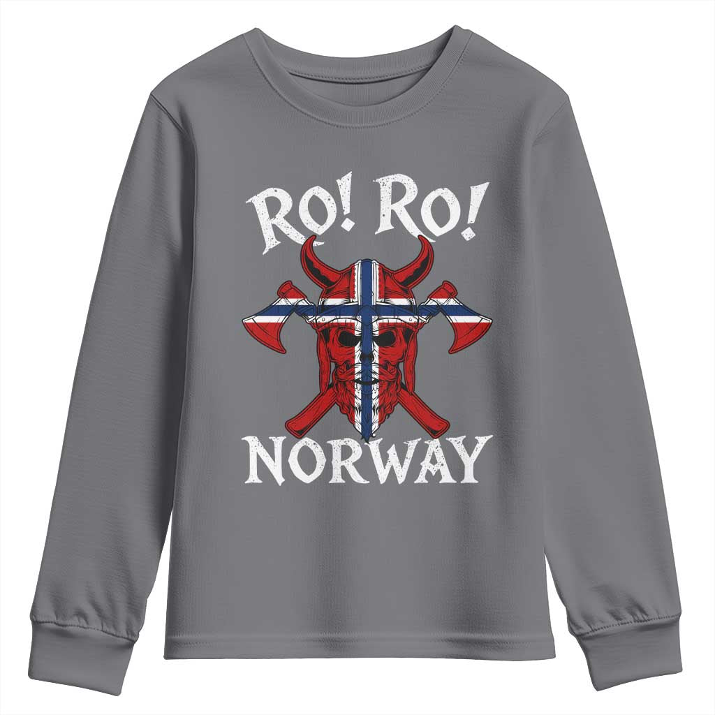 Ro Ro Norwegian Viking Blood Skull Norway Flag Pride Youth Sweatshirt