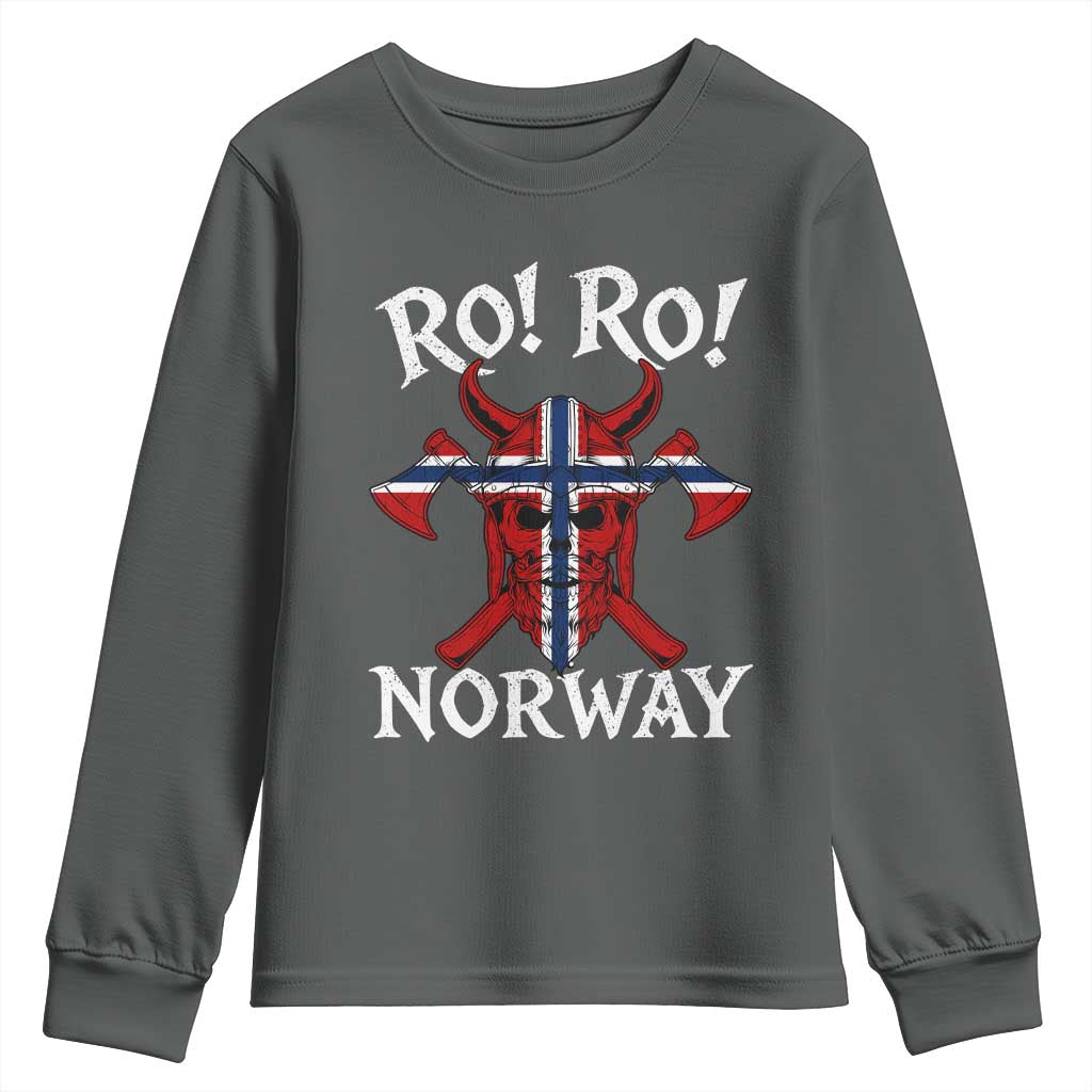 Ro Ro Norwegian Viking Blood Skull Norway Flag Pride Youth Sweatshirt