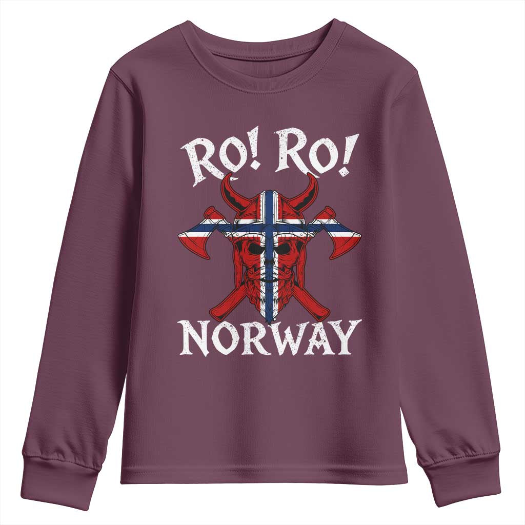Ro Ro Norwegian Viking Blood Skull Norway Flag Pride Youth Sweatshirt