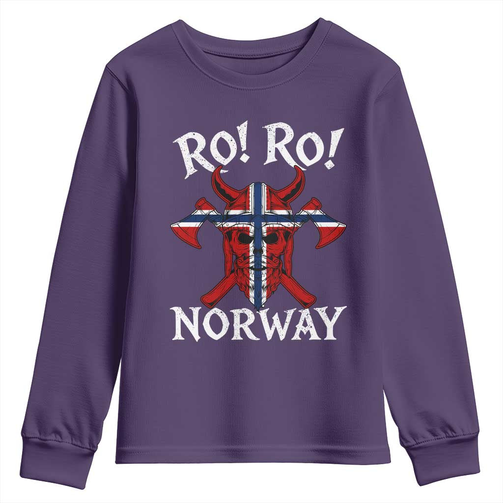 Ro Ro Norwegian Viking Blood Skull Norway Flag Pride Youth Sweatshirt