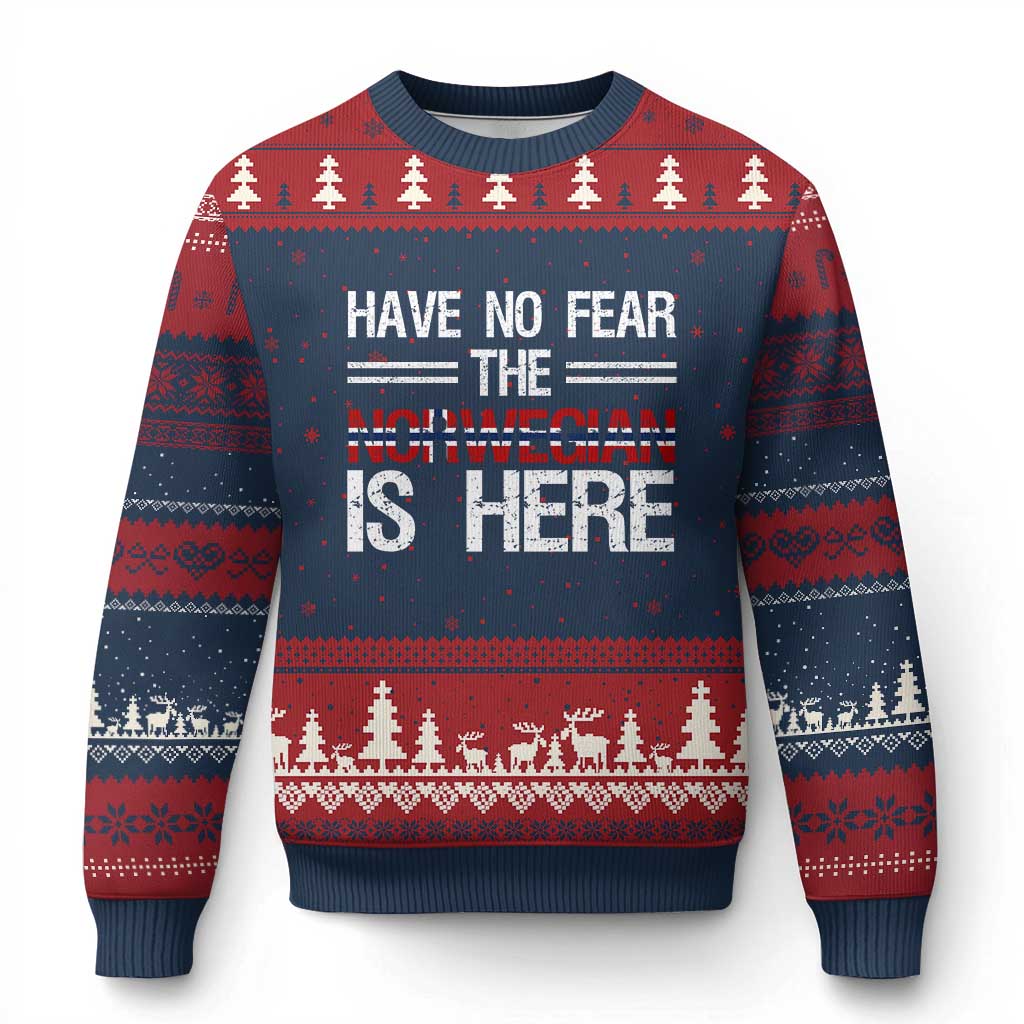 Have No Fear The Norwegian is Here Ugly Christmas Sweater Funny Norway Herriatge Gift