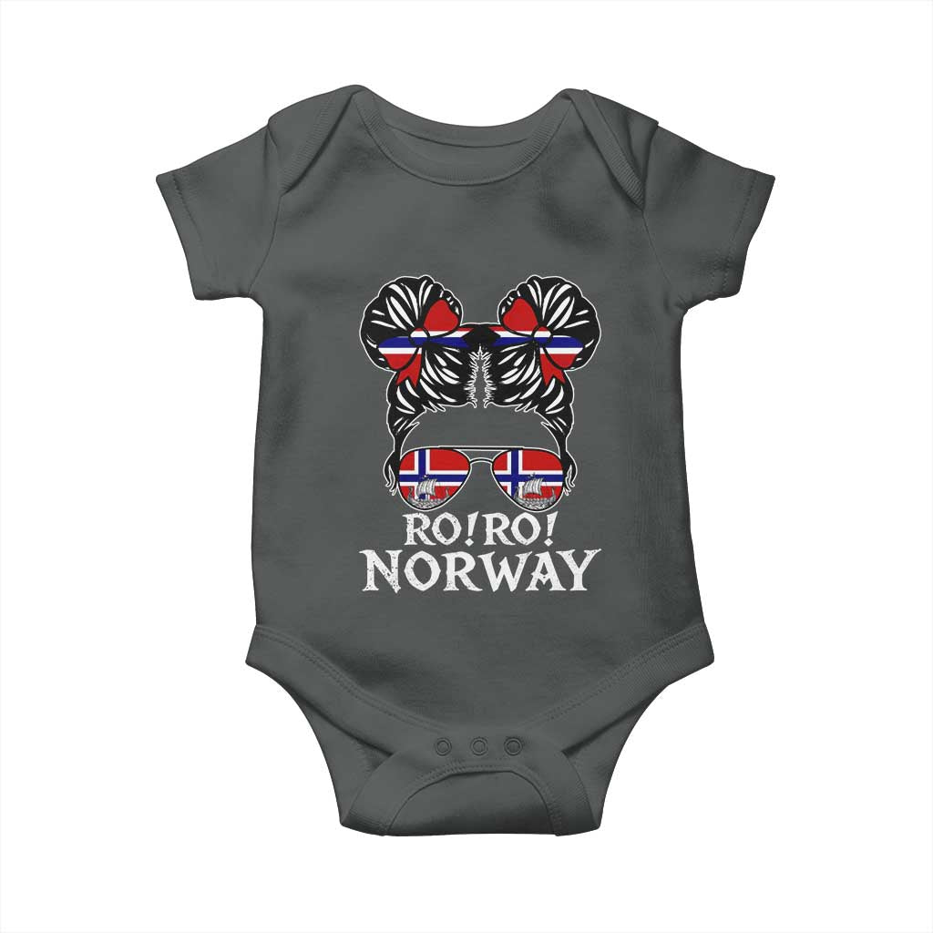 Ro Ro Norwegian Viking Ship Messy Bun Girl Baby Onesie