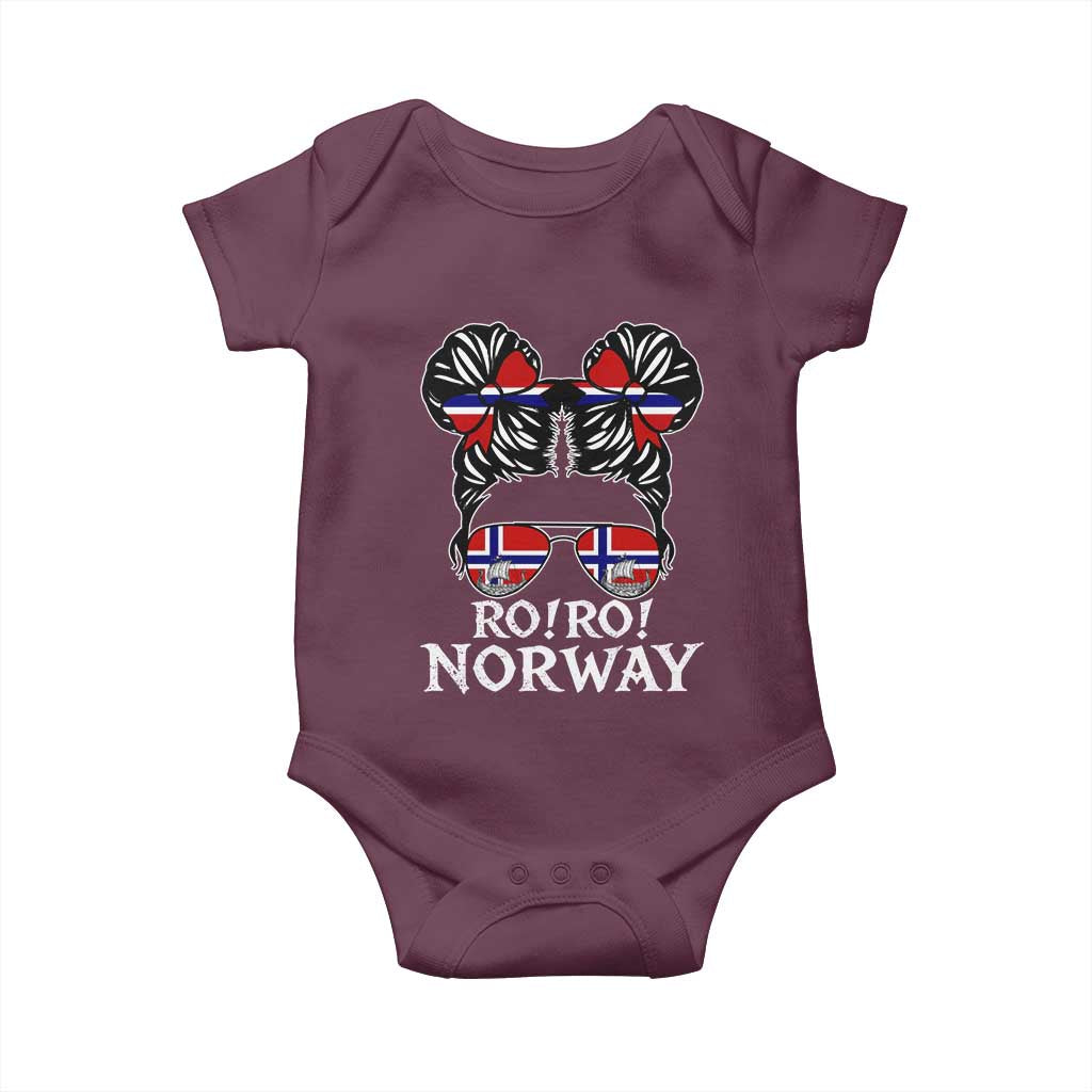 Ro Ro Norwegian Viking Ship Messy Bun Girl Baby Onesie