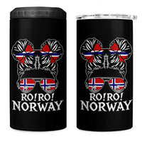 Ro Ro Norwegian Viking Ship Messy Bun Girl 4 in 1 Can Cooler Tumbler
