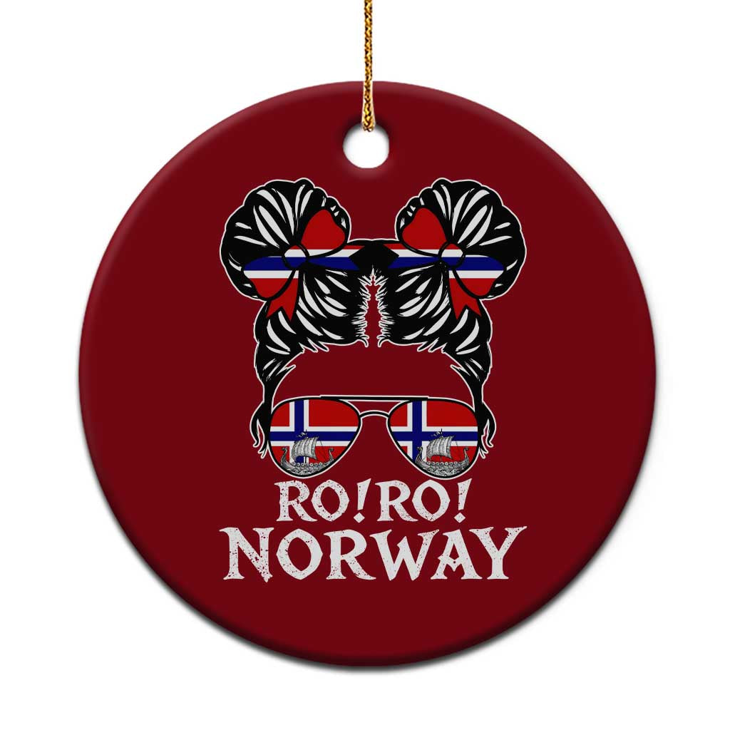 Ro Ro Norwegian Viking Ship Messy Bun Girl Ceramic Ornament