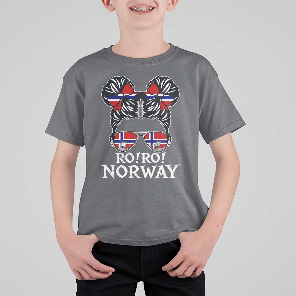 Ro Ro Norwegian Viking Ship Messy Bun Girl T Shirt For Kid