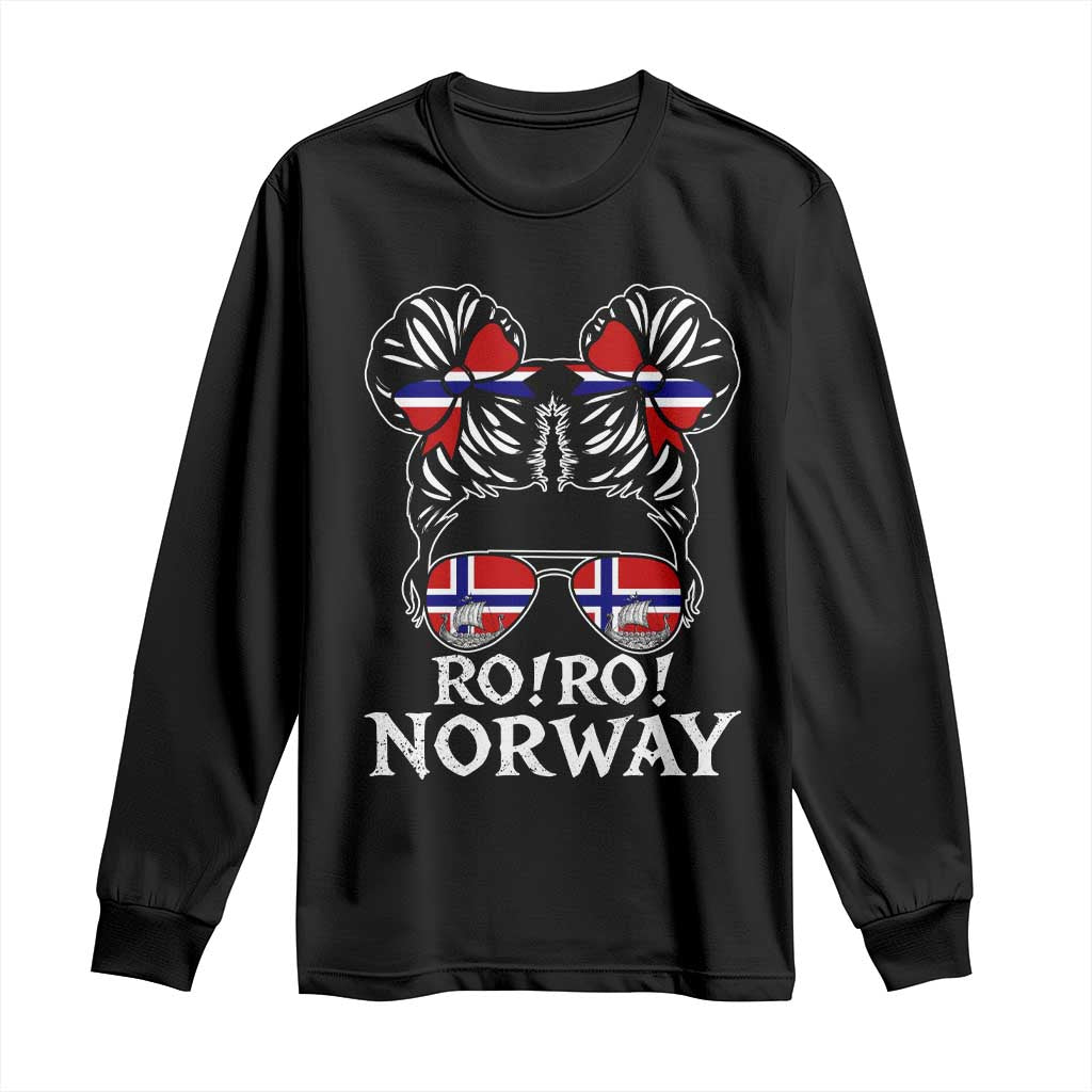 Ro Ro Norwegian Viking Ship Messy Bun Girl Long Sleeve Shirt