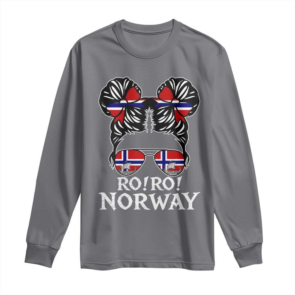 Ro Ro Norwegian Viking Ship Messy Bun Girl Long Sleeve Shirt