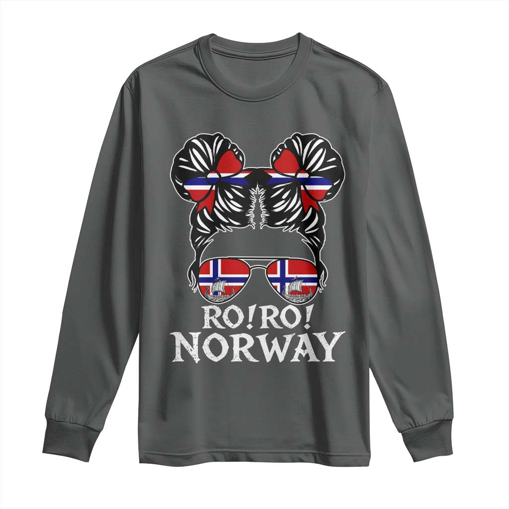 Ro Ro Norwegian Viking Ship Messy Bun Girl Long Sleeve Shirt