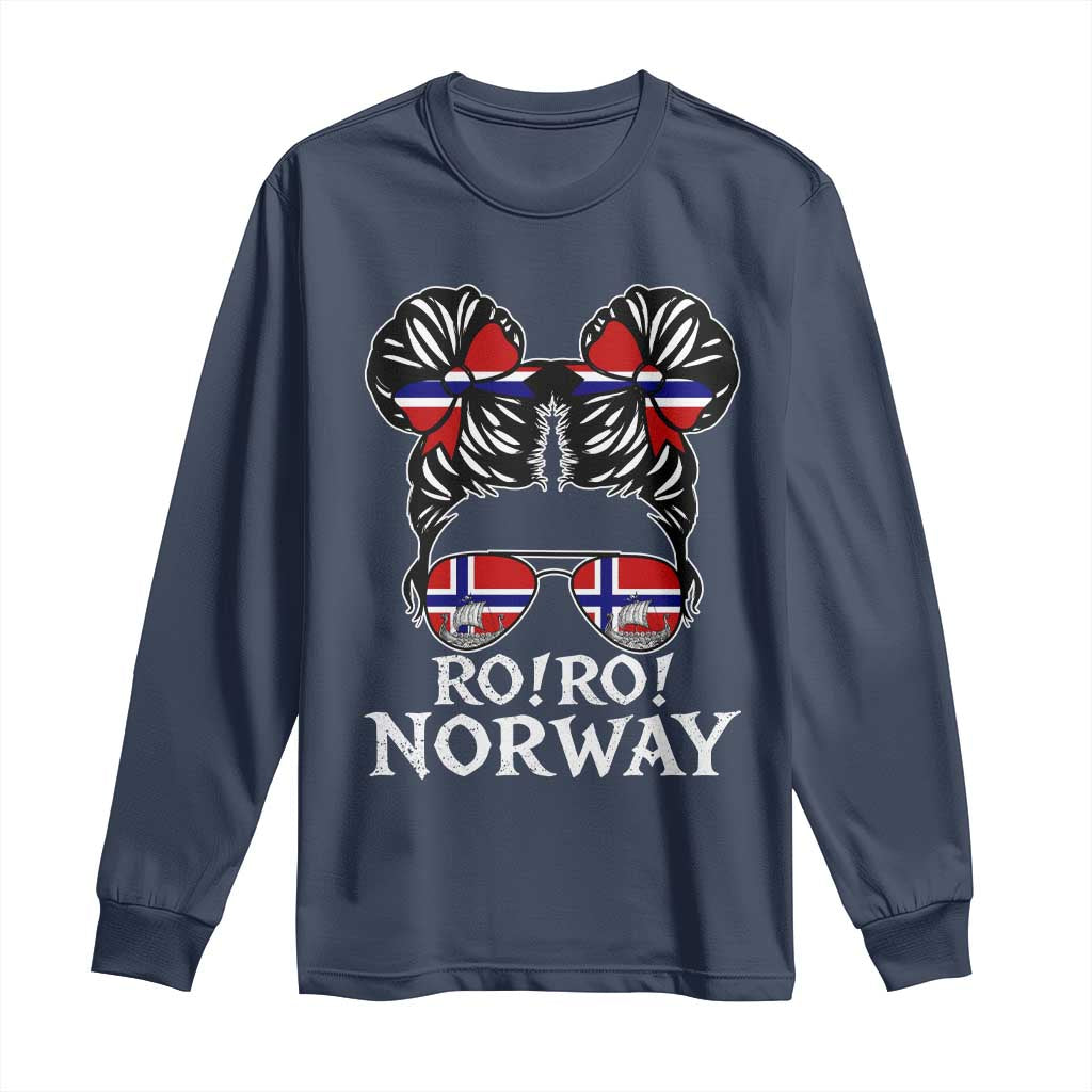 Ro Ro Norwegian Viking Ship Messy Bun Girl Long Sleeve Shirt