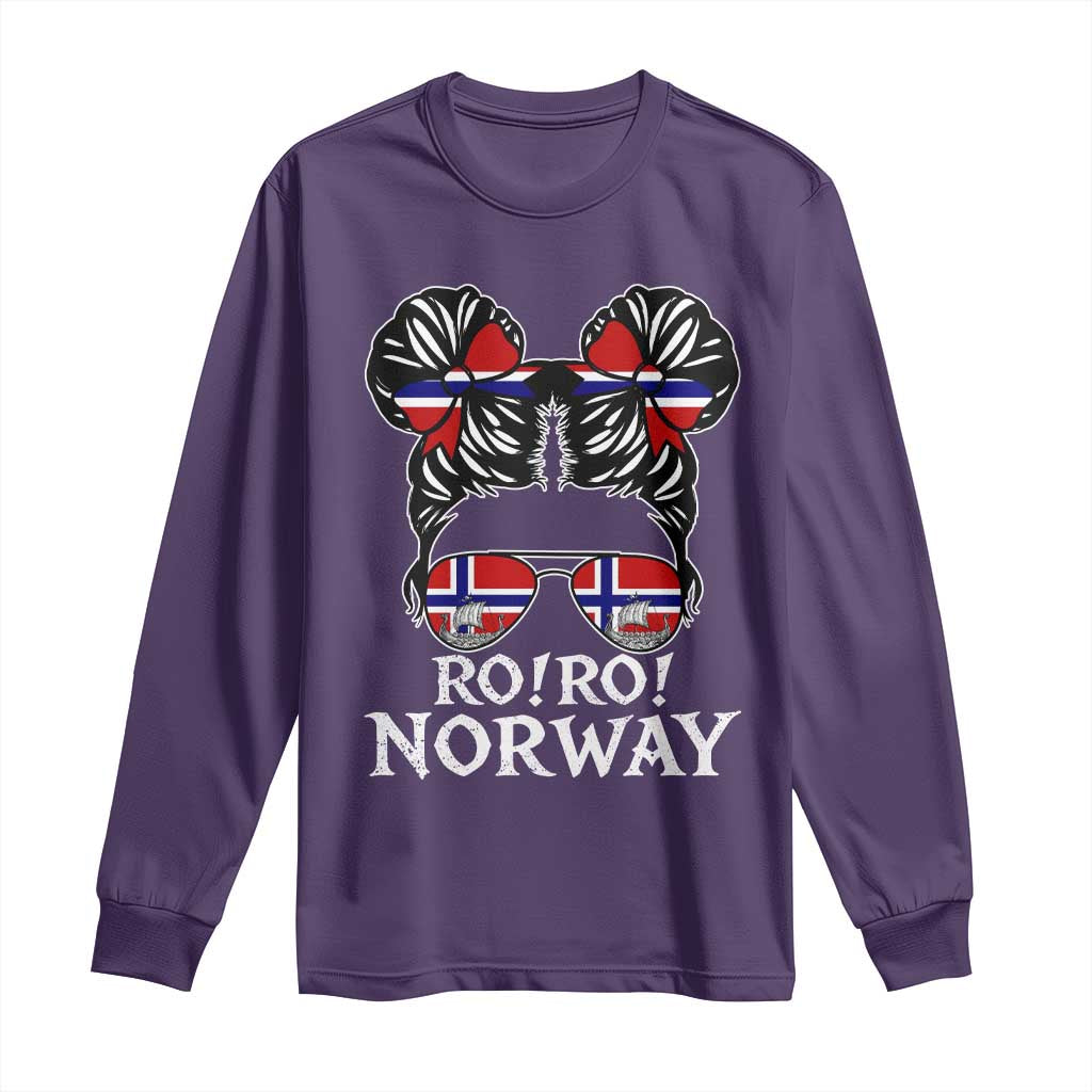 Ro Ro Norwegian Viking Ship Messy Bun Girl Long Sleeve Shirt