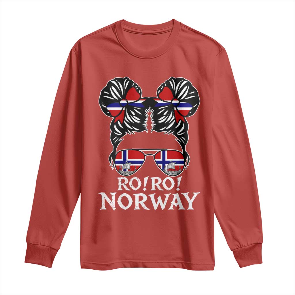 Ro Ro Norwegian Viking Ship Messy Bun Girl Long Sleeve Shirt