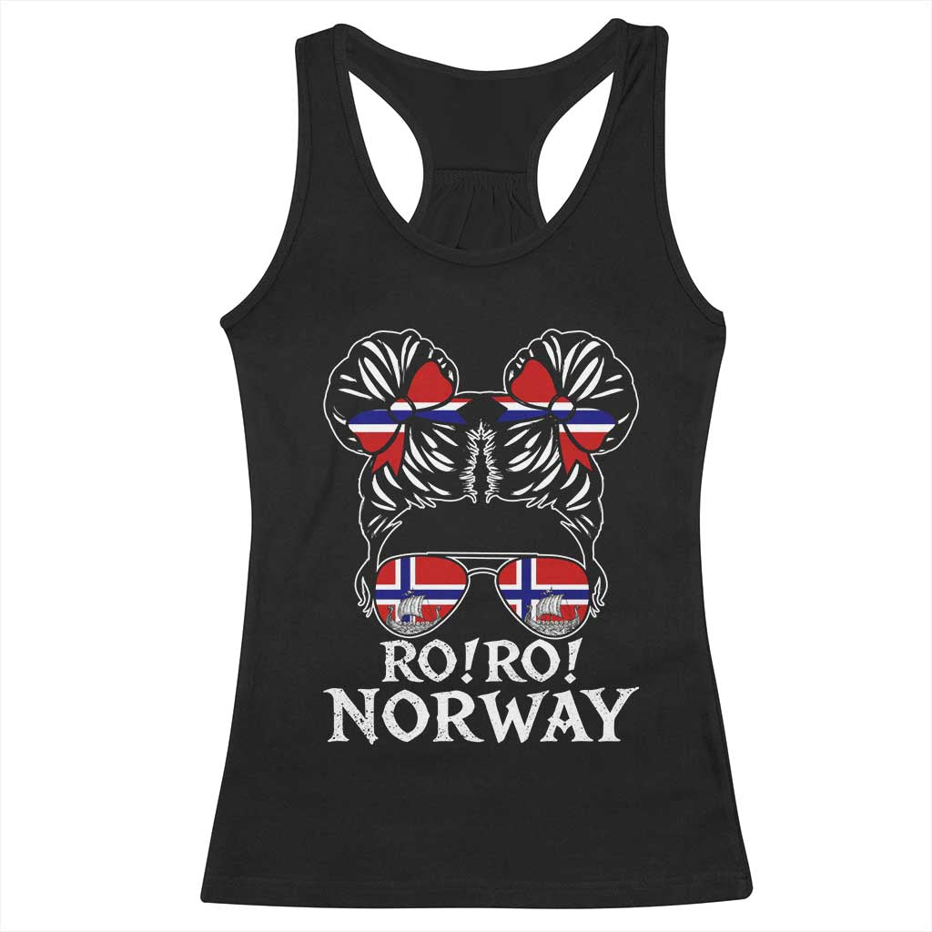 Ro Ro Norwegian Viking Ship Messy Bun Girl Racerback Tank Top